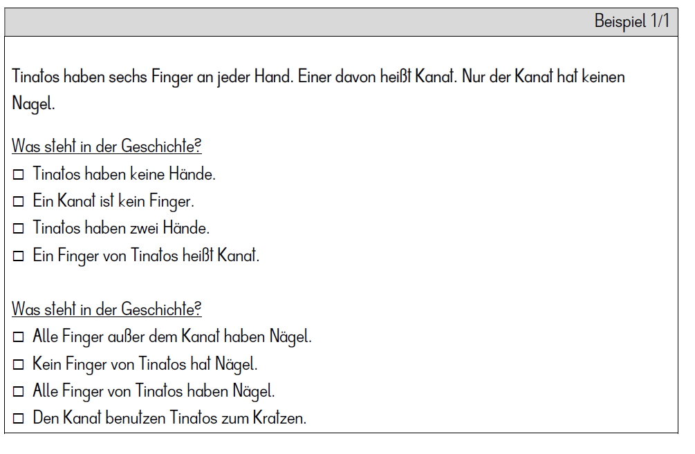 Ankreuzmöglichkeiten für eine Quatschgeschichte