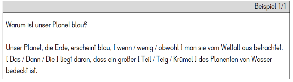 Lückentext mit Wortalternativen